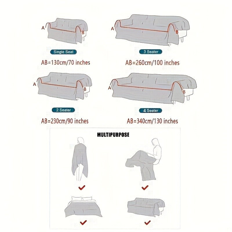 Bohemian Sofa Cover Pet Scratch Resistant Non-Slip Furniture Protector Throw Blanket for Living Room Bedroom – All Season Couch Cover in Black & Gray, 4 Sizes
