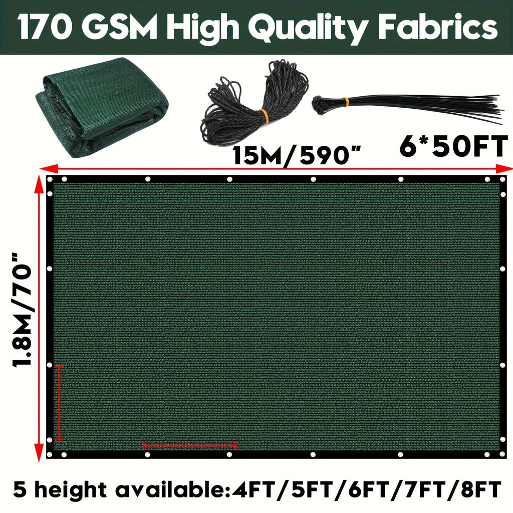 Privacy Screen Fence Heavy Duty HDPE Mesh Outdoor Shade Cloth Barrier 5x25ft 6x50ft with Rope Green Brown Black