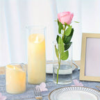 Glass Cylinder Vases Set 12 24pcs 4 Sizes 4 6.8 9 12 Inch Clear Tall Vase & Candle Holder for Wedding Centerpieces, Home Decor Party Table, DIY Candle Making, Flower Arrangements