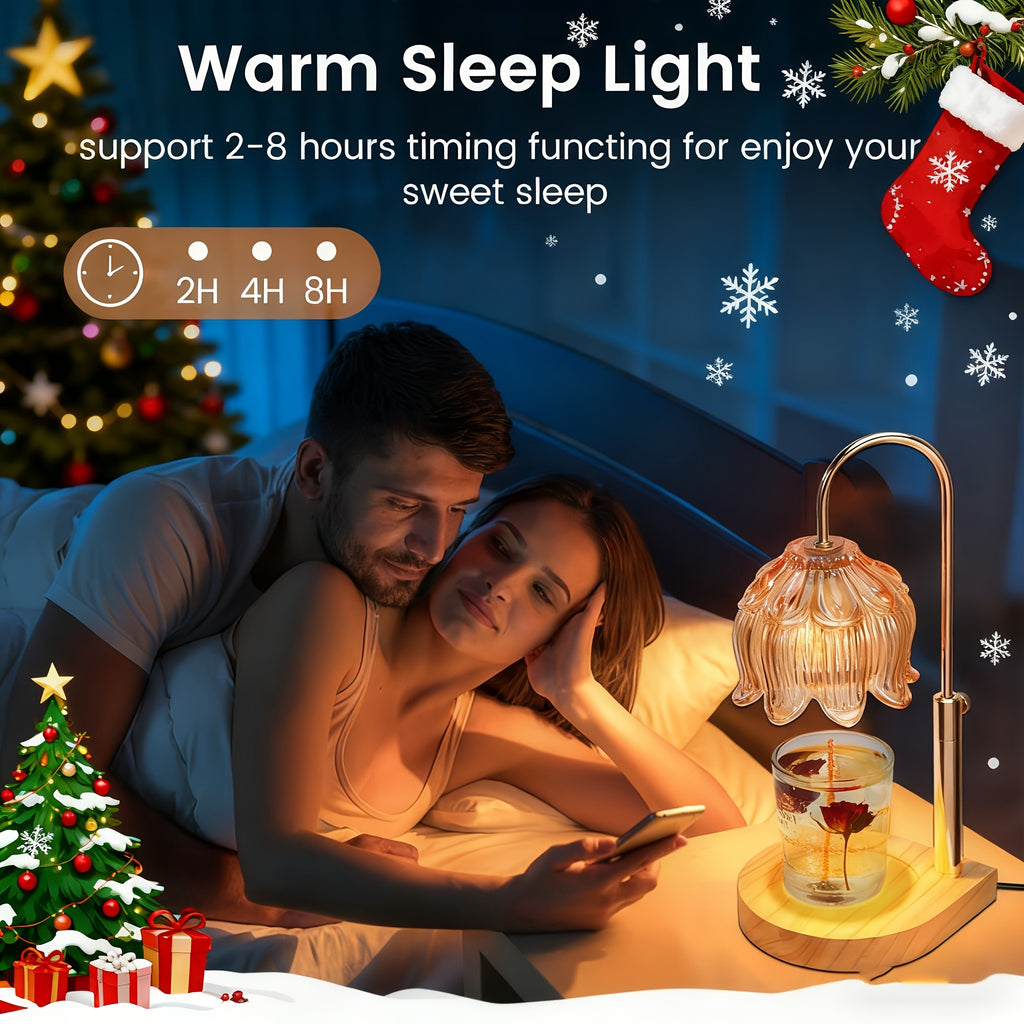 Candle Warmer Lamp Adjustable Height Dimmable Flameless – Vintage Iron Tabletop with Timer, 120V, Home Decor Gift