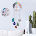 Crystal Dream Catcher Wind Chime Wall Art Handmade Rainbow Beads Tree Motif Boho Wall Hanging for Living Room Bedroom Wedding Christmas Gift