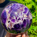 Natural Brazilian Crystal Ball Deep Purple 1.7 Lb – Bohemian Style Polished Stone Desktop Decoration for Home & Office, Valentine's Day Gift, Carnival & Holiday Decorative Ornament