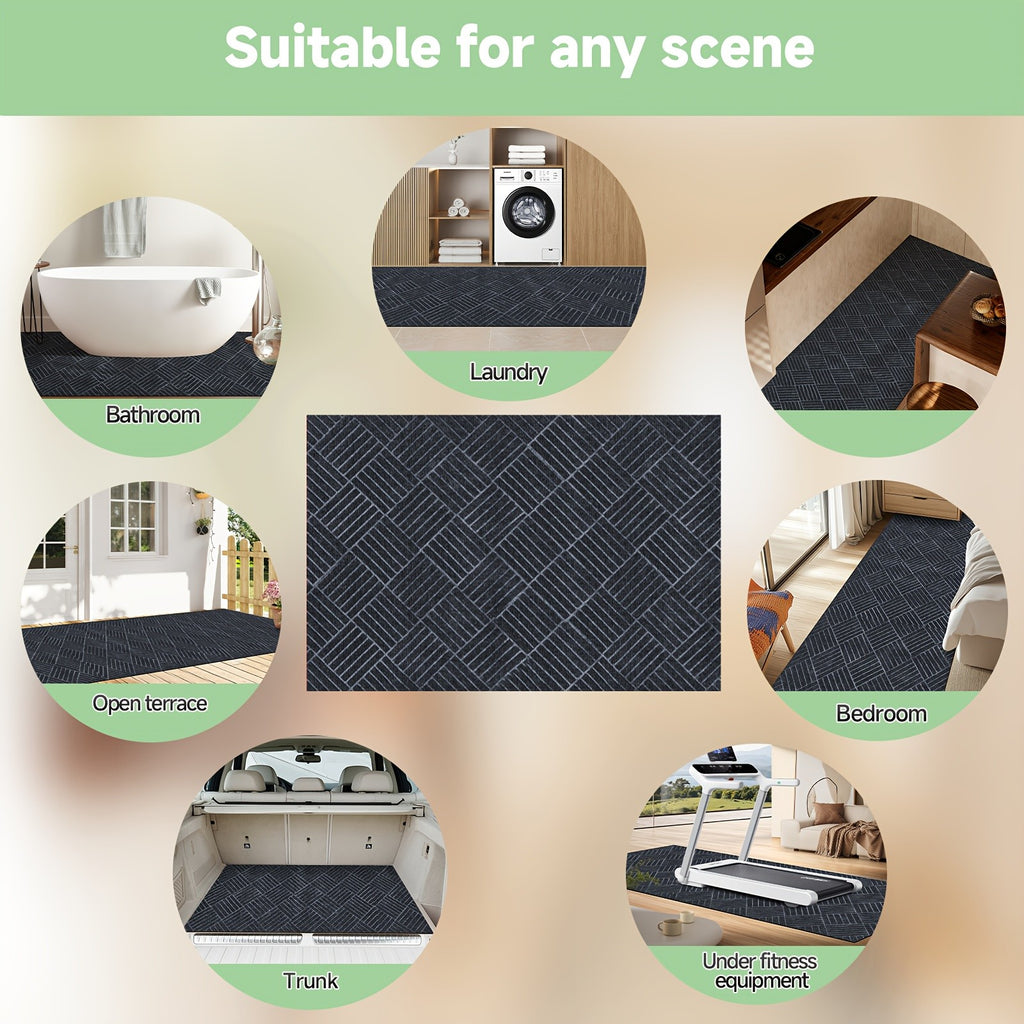 Hallway Runner Rug Non-Slip Vintage Diamond Pattern Machine Washable Rubber Backed – Kitchen, Entryway & Living Room Runner, 5 Sizes, Dark Gray & Dark Red