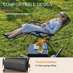 Zero Gravity Recliner Chair Outdoor Folding Lounge Chair 2 Pack – Beach Camping Patio Chair with Cup Holder, Adjustable Pillow for Poolside, Backyard & Lawn | Black, Blue