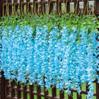 24 Pack Fake Wisteria Hanging Flowers 3.6 Feet Long, Artificial Wisteria Vine Garland for Wedding, Garden & Wall Decoration – White, Pink, Purple, Light Pink & Blue