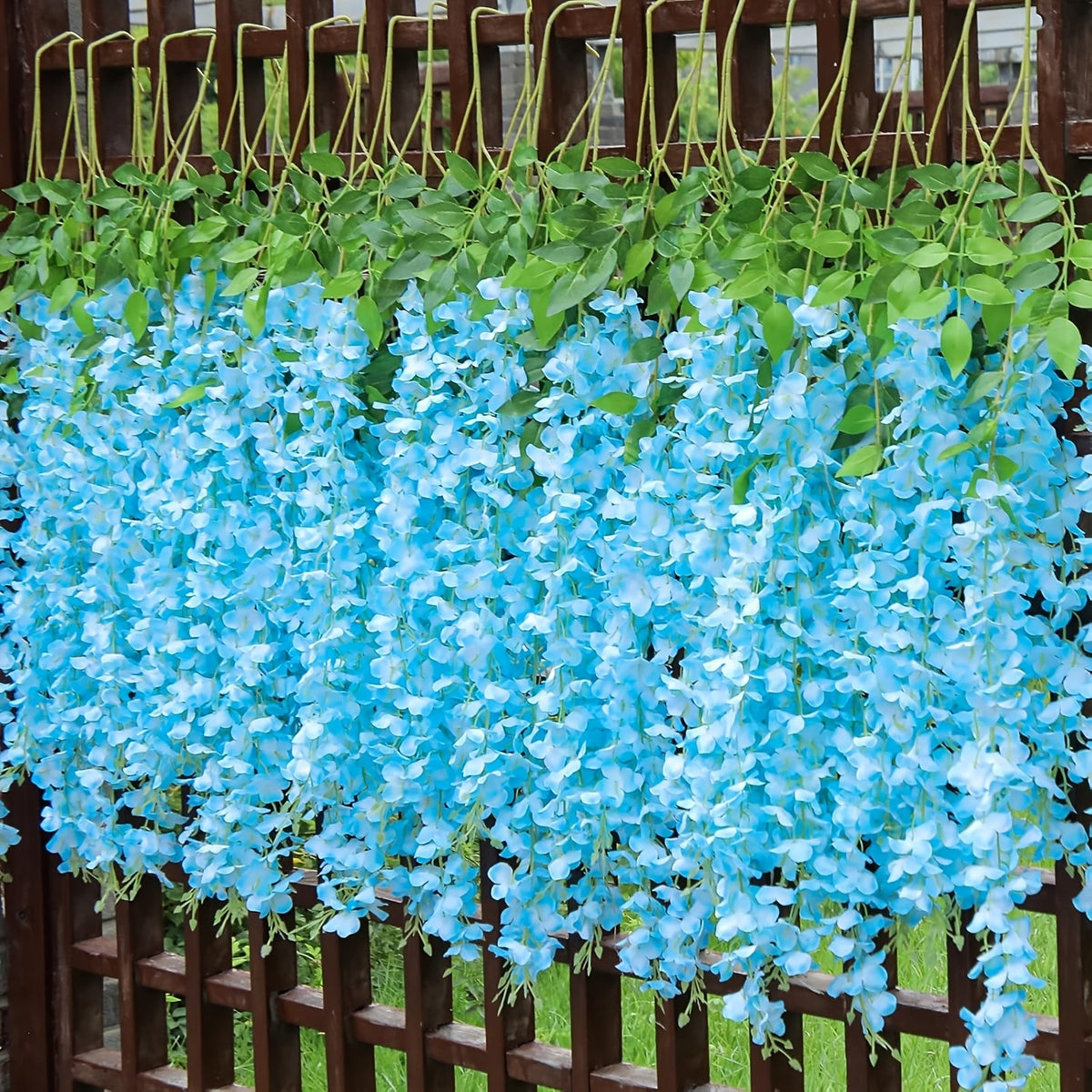 24 Pack Fake Wisteria Hanging Flowers 3.6 Feet Long, Artificial Wisteria Vine Garland for Wedding, Garden & Wall Decoration – White, Pink, Purple, Light Pink & Blue