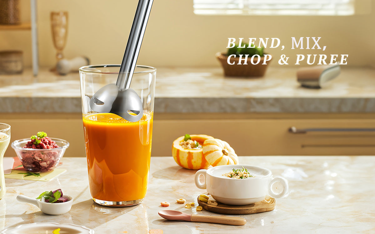 400W Immersion Hand Blender Stick Mixer with 304 Stainless Steel Blades, 2 Speeds & Turbo Mode, Detachable Base – 5-in-1 Set Available, Perfect for Soups, Smoothies, Purees & Baby Food