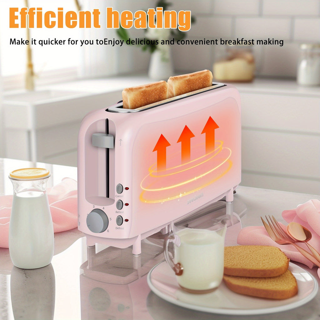 2-Slice Slim Toaster – 6 Shade Settings, Cancel Reheat & Defrost, 10" Long Slot, Auto Shut-Off, Removable Crumb Tray | 5 Colors