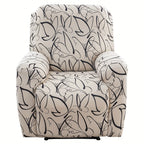 Recliner Slipcover Set of 4 with Side Pocket, Extra Large Jacquard Stretch Furniture Protector Cover, Elastic Band Closure, 92% Polyester All-Season Recliner Chair Cover for Living Room, 10 Patterns