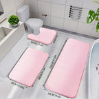 Plush Memory Foam Bath Mat Set 3 Piece – Soft Non-Slip Fast Absorbent Machine Washable Thickened Bath Rug for Bathroom, Shower, Kitchen & Bedroom – 9 Colors