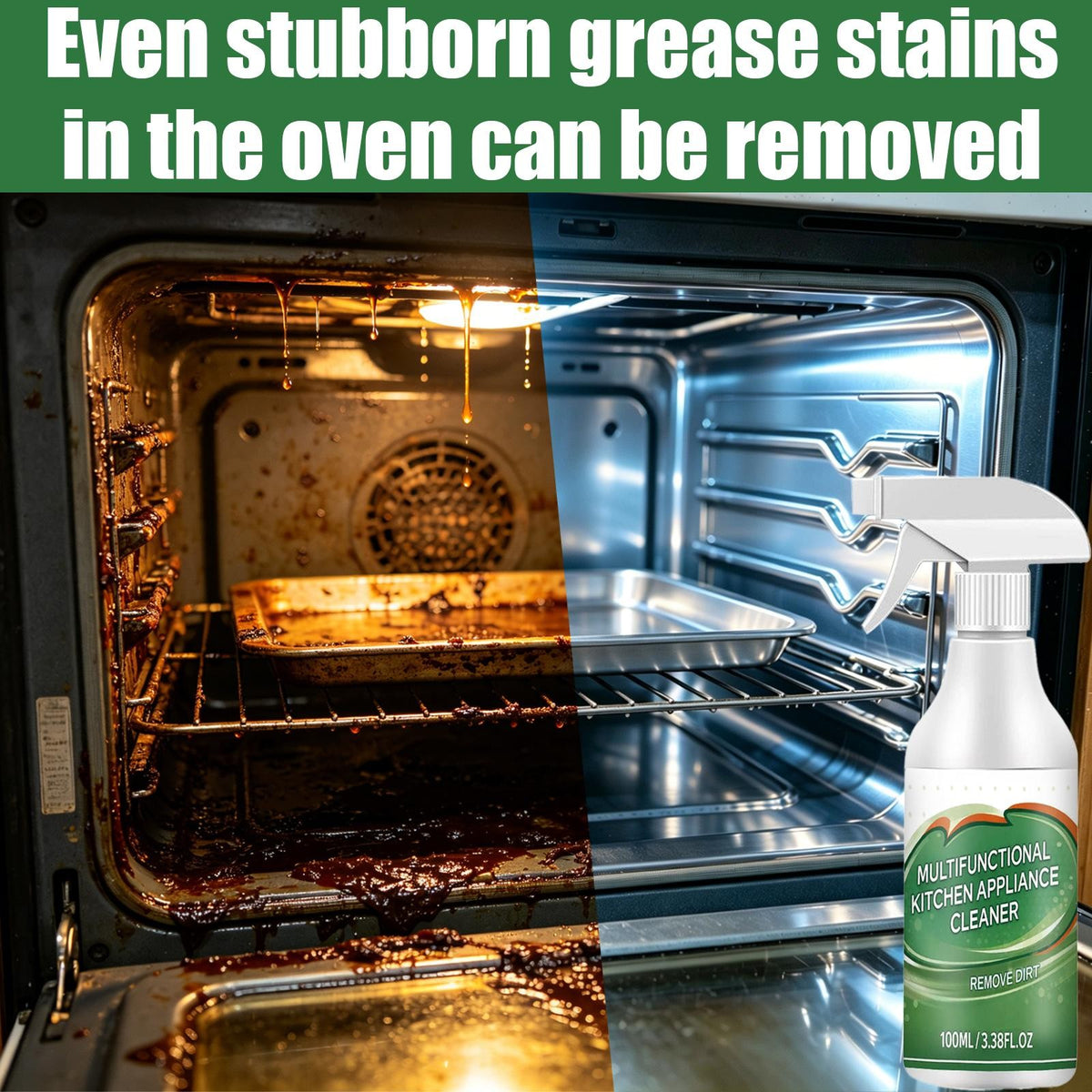 Kitchen Appliance Cleaner Spray 3.38 oz – Removes Grease & Grime, Restores Shine on Stainless Steel, Glass & Coated Panels, Safe for Cooktops, Ovens, Microwaves, Air Fryers & Fridges
