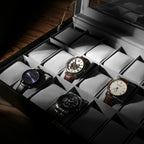 24-Slot Watch Box Organizer with Large Glass Lid & Key Lock, Faux Leather Watch Display Case for Men & Women, Tabletop Jewelry Storage Box for Watches, Wristwatch Collection Gift
