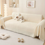 Tassel Sofa Cover Scratch-Resistant & Breathable, Multifunctional Boho Couch Cover Slipcover for All Seasons, Easy-Fit Fashionable Settee Throw Cover for Living Room Sofa