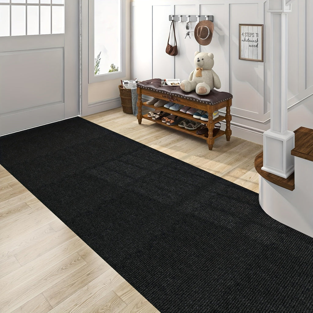 Non-Slip Striped Runner Mat – Self-Adhesive Trimmable Polyester Carpet for Hallway, Kitchen, Stairs, Garage & Patio | 5 Colors, 4 Sizes