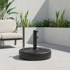 Heavy Duty Patio Umbrella Base Stand 20in Round 50LBS Water Sand Fillable Steel Holder for Outdoor Market Lawn Garden Black