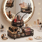 3-Tier Metal Mesh Countertop Storage Rack with Hooks, Space-Saving Organizer for Bathroom & Kitchen – Heavy-Duty Cosmetic, Perfume & Toiletry Display Stand, Black or White, Mini Available