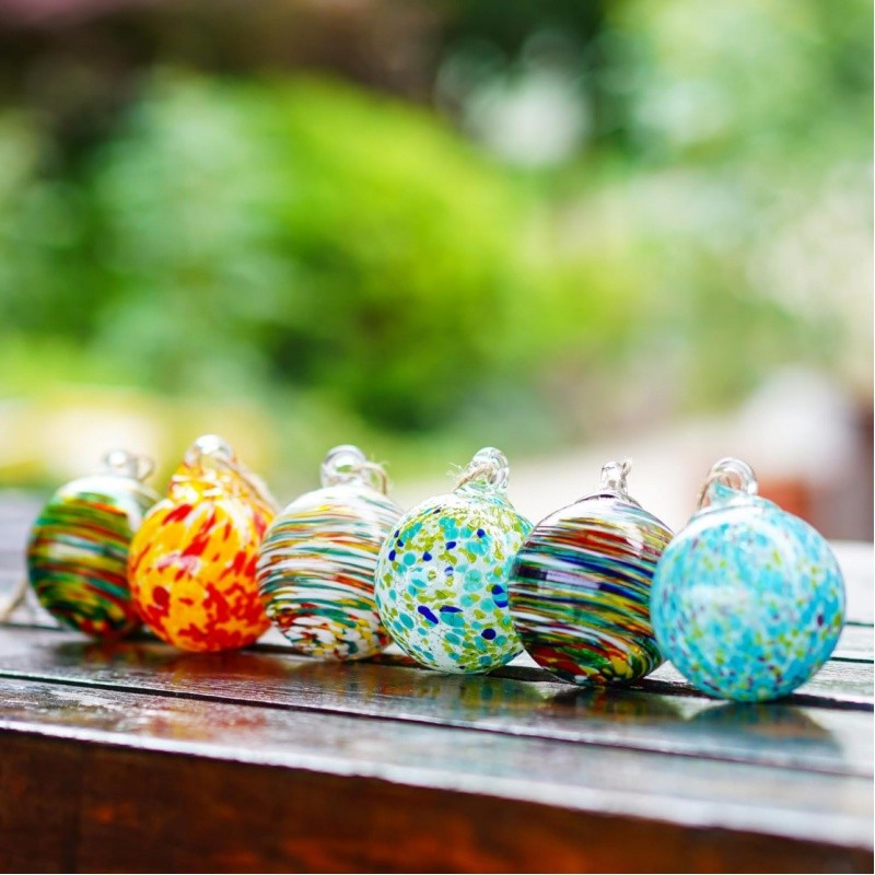 Hand-Blown Glass Witch Balls Friendship Balls Set of 6 Hanging Glass Gazing Spheres for Garden Home Classroom Christmas Halloween Thanksgiving Birthday Gift