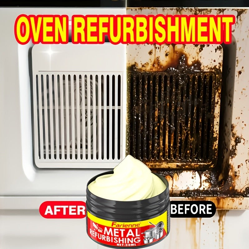 Metal Polishing Paste Complete Set, Coconut Oil-Infused Gloss Agent for Chrome, Stainless Steel & Painted Metals, Residue-Free Formula with Applicator Sponge Included