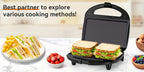 Sandwich Maker 2-Slice 750W with Non-Stick Flat Plates, Indicator Lights & Cool-Touch Handle – Panini Press & Breakfast Grill for Grilled Cheese, Eggs & Quesadillas, Easy Clean & Compact Storage