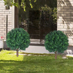 Artificial Topiary Boxwood Balls Set of 2 – 21 Inch UV-Resistant Faux Boxwood Shrubs for Indoor Outdoor Garden Yard Porch Courtyard Entryway Home Decor Living Room Bedroom Accent Plants