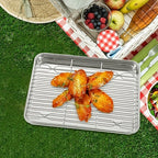 Stainless Steel Baking Tray Set with Cooling Rack & Mesh Basket - 12.5x8.6 Inch Cookie Sheet for Oven Baking, BBQ, Roasting & Vegetable Prep, Multi-Use Kitchen Set for Holiday Cooking