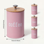Airtight Coffee Canisters Set of 3 with CO2 Valve - Stainless Steel Coffee Container with Bamboo Lid, Espresso Bean & Ground Coffee Storage, Kitchen Barista Organizer Canisters