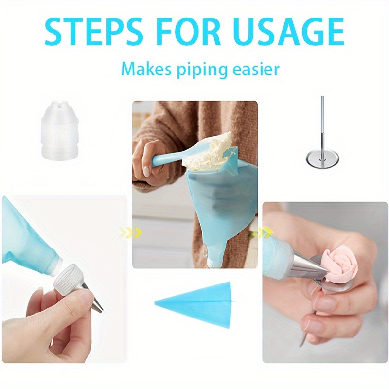 Cake Decorating Kit 236 & 386 Piece Piping Tips Set Stainless Steel Frosting Nozzles with Russian Tips Pastry Bags - Complete Baking Decorating Tools for Beginners