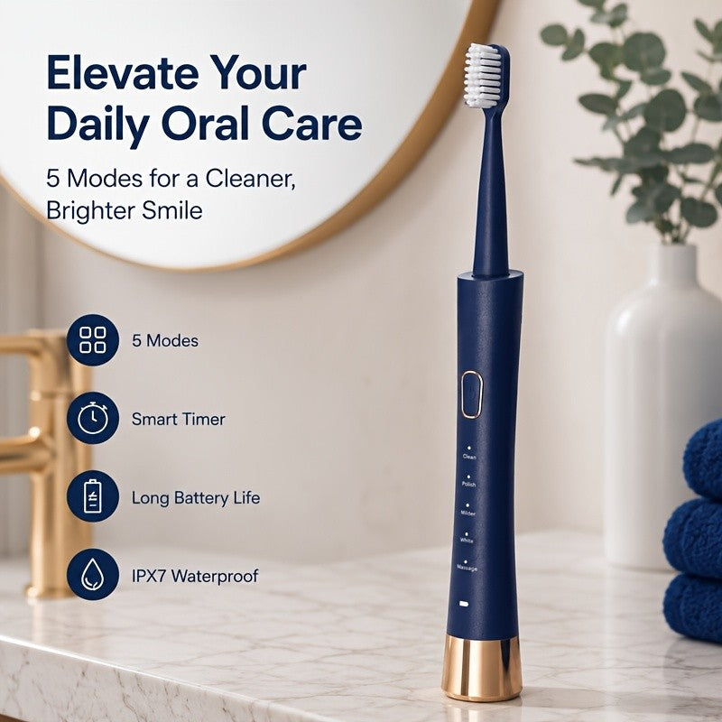 Sonic Electric Toothbrush with 8 Brush Heads - 5 Modes 31000 Vibrations IPX7 Waterproof USB Rechargeable 2 Min Timer Adults Men Women Couple Gift