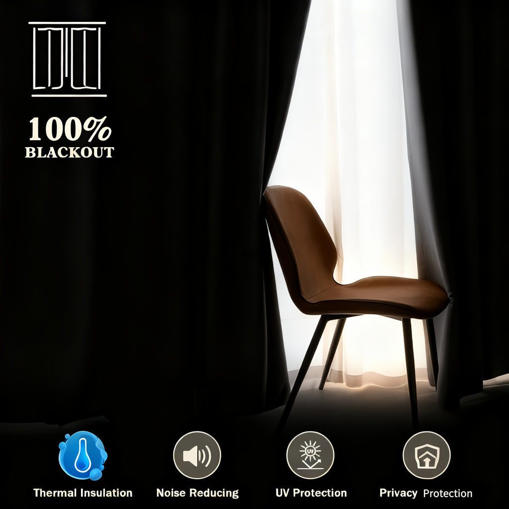 Thermal Insulated Blackout Curtains 2 Panels – 100% Room Darkening Soft Thick Drapes for Bedroom Living Room Office, Modern Window Curtains Easy Care, 3 Sizes 52x63 52x84 52x95 Inches