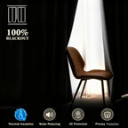 Thermal Insulated Blackout Curtains 2 Panels – 100% Room Darkening Soft Thick Drapes for Bedroom Living Room Office, Modern Window Curtains Easy Care, 3 Sizes 52x63 52x84 52x95 Inches