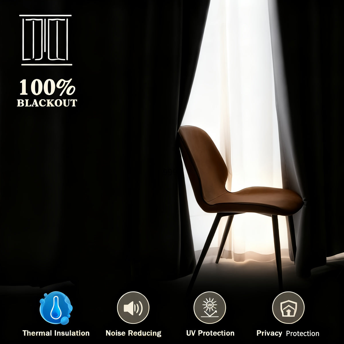 Thermal Insulated Blackout Curtains 2 Panels – 100% Room Darkening Soft Thick Drapes for Bedroom Living Room Office, Modern Window Curtains Easy Care, 3 Sizes 52x63 52x84 52x95 Inches
