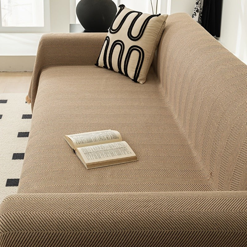 Herringbone Sofa Cover with Tassels – Washable Polyester Throw for 3-Seater, 4-Seater & Large Sofas | Grey, Coffee, Green