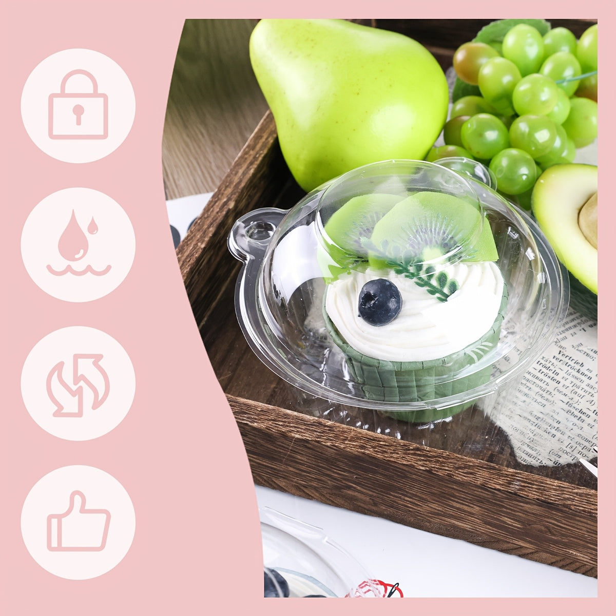 Cupcake Boxes with Dome Lids 80pcs Individual Clear Plastic Cupcake Containers Single Cupcake Holder for Muffins Pastries - Bakery Packaging for Party Picnic Restaurant Mother's Day Gifts, 50/80 Pack