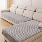 Quilted Short Plush Sofa Protector Set of 2 Ultra Soft Thick Non-Slip Sofa Mat – Pet Friendly, Machine Washable, Fits 3-Seater Sofa, Chaise & Bed Chair, Contemporary Home Decor