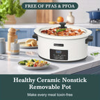 Large Digital Slow Cooker 6QT & 8QT with Stoneware Pot, Programmable Keep Warm Function, One-Touch Digital Display, 240W — Family Dinners, Roasts & Stews, Red White Black Blue