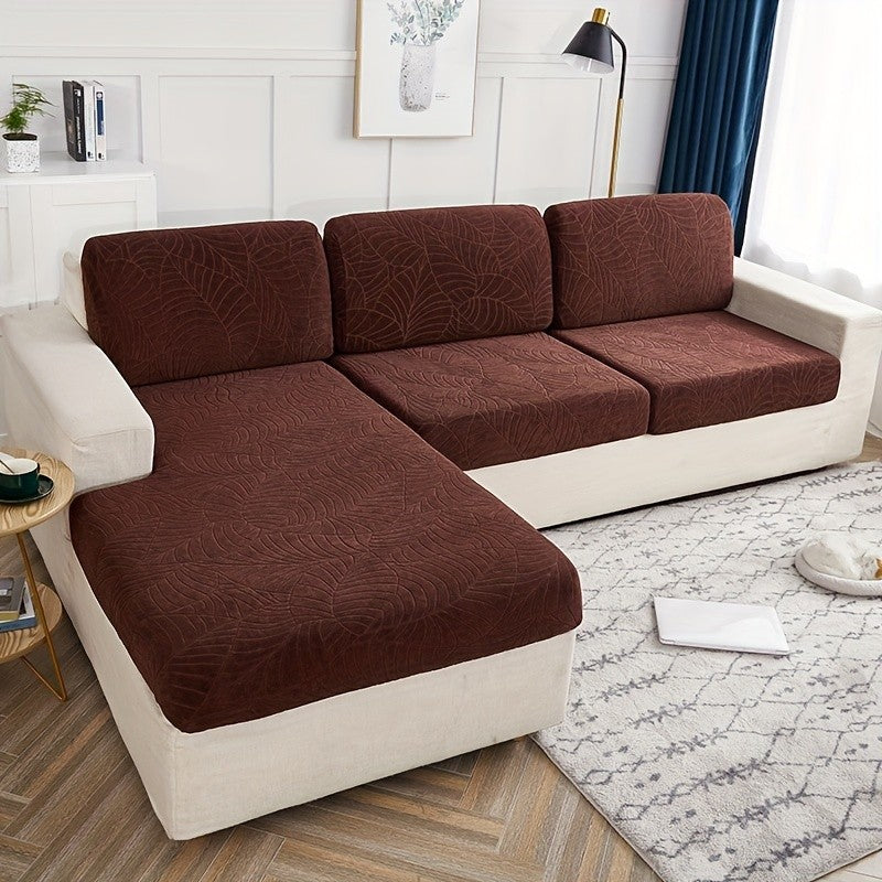 Leaf Jacquard Sofa Cover Set of 6 – High Elasticity Concubine-Style Sofa Cushion Cover with Elastic Band, Easy Install Removable Washable Furniture Protective Cover, Valentine's Day Home Decor