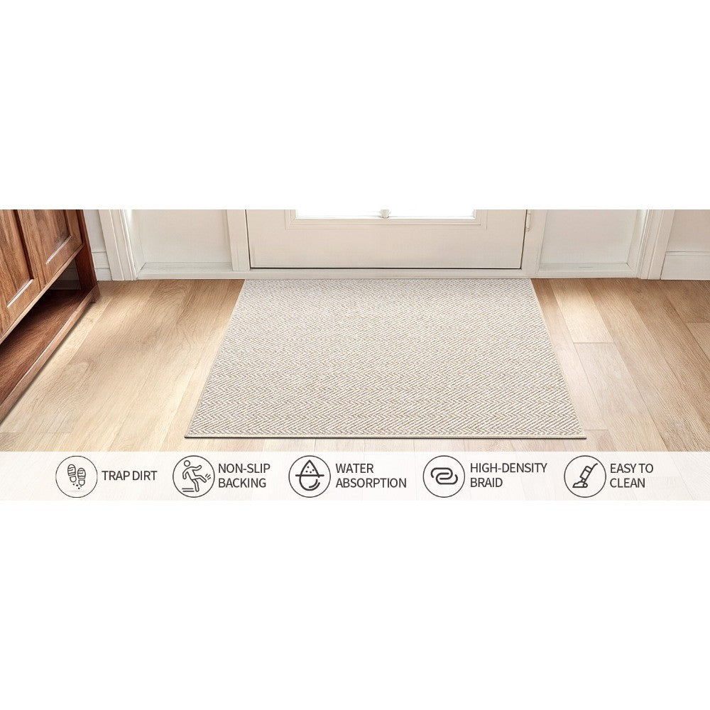 Non-Slip Doormat Low Profile Indoor Outdoor Entry Mat Dirt Trapper – Front Door, Entryway, Patio, Porch & Garage Rug, 4 Sizes, Beige & Grey