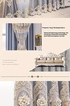Luxury Blackout Curtains for Bedroom Living Room, European 3D Jacquard Embroidery Grommet Top Window Drapes, Thermal Insulated Light Blocking Machine Washable Panels