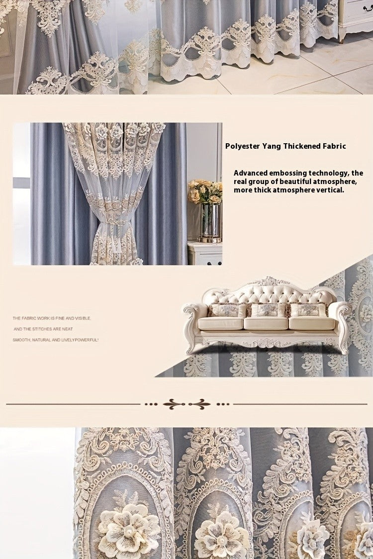 Luxury Blackout Curtains for Bedroom Living Room, European 3D Jacquard Embroidery Grommet Top Window Drapes, Thermal Insulated Light Blocking Machine Washable Panels
