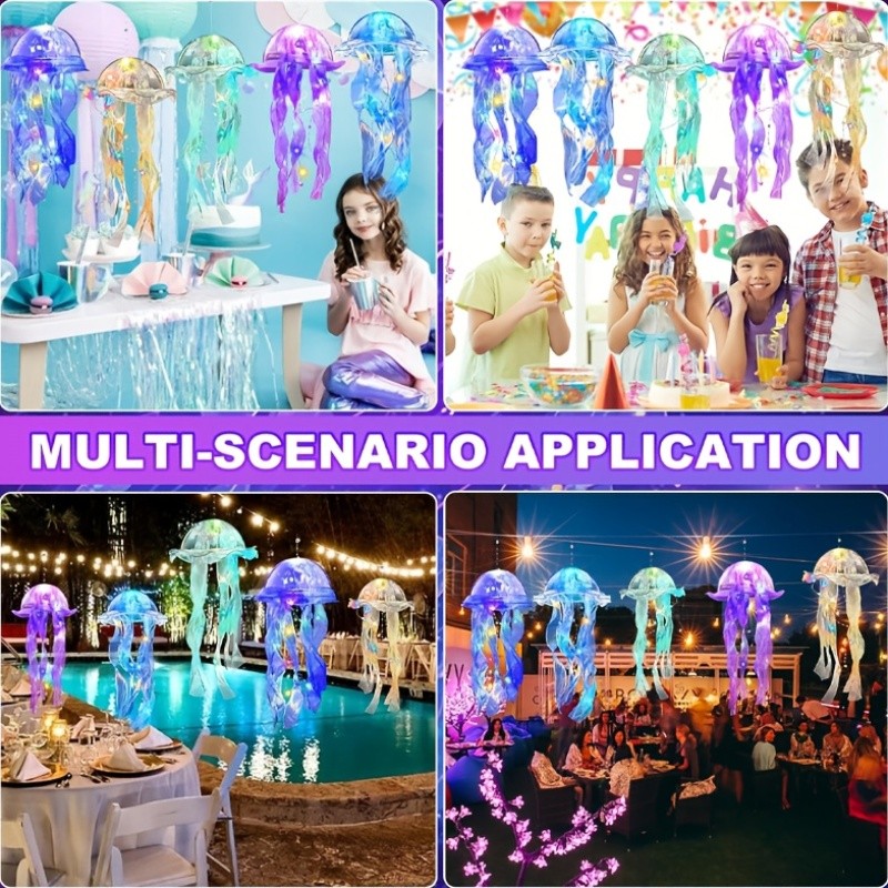 Jellyfish Lantern Party Decorations Colorful Translucent Hanging Lights – 5 or 9 Piece Set for Halloween, Christmas, Weddings & Birthday Indoor Outdoor Festive Decor