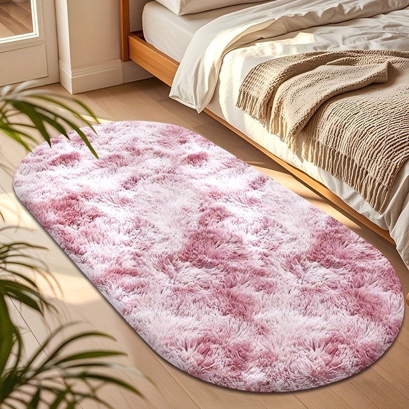Oval Plush Area Rug Anti-Slip Machine Washable Soft Carpet 2x4 Ft Bedroom Living Room Home Decor