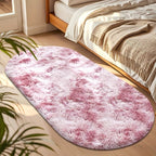 Oval Plush Area Rug Anti-Slip Machine Washable Soft Carpet 2x4 Ft Bedroom Living Room Home Decor