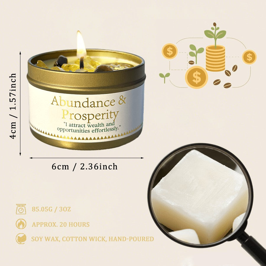 Manifestation Candle – Scented Soy Wax Candle with Golden Crystal & Guidance Card, 3oz, 12+ Hr Burn, for Focus, Meditation & Yoga | Abundance & Law of Attraction Gift for Women (1 or 2 Pack)
