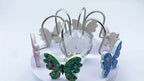 Butterfly Shower Curtain Hooks 12 Pack - Decorative Rustproof Metal Curtain Hook Rings, Colorful Aesthetic Design for Bathroom, Wardrobe & Living Room, Green Blue Tricolor Options
