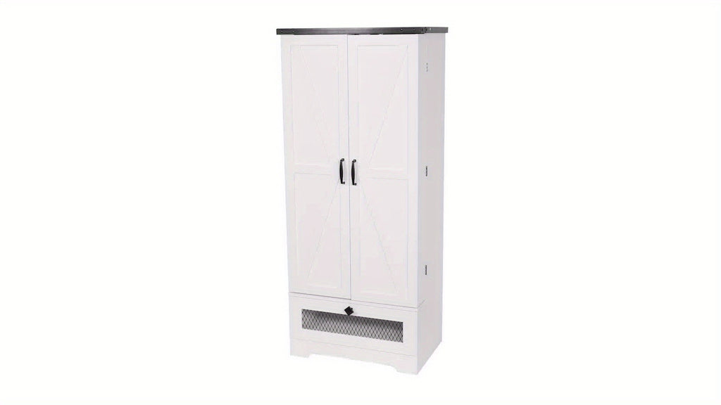 55 Inch Pantry Cabinet Kitchen Storage Cabinet with Adjustable Shelves and Drawer Wooden Buffet Cupboard for Kitchen Living Room Bathroom Dining Room Black White Brown