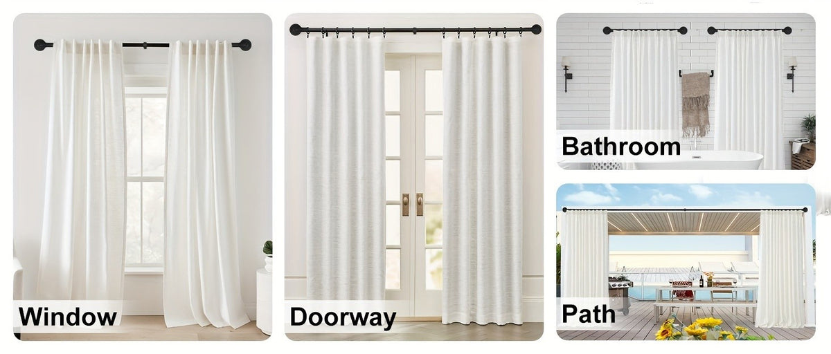 Curtain Rod Black Industrial 1 Inch with Brackets – Rustic Heavy Duty Window Rod Set for Indoor & Outdoor Use | 4 Sizes