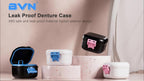 Denture Bath Case with Drainage Basket - Leak Proof Portable Travel Denture Soaking Cup Storage Container Silicone Ring Safety Buckle