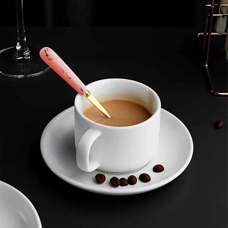 Marble Pattern Cutlery Set 24 Piece Polished Flatware Dinner Forks Soup Spoons Teaspoons for Home Restaurant Hotel Outdoor Dining Black Pink White Green