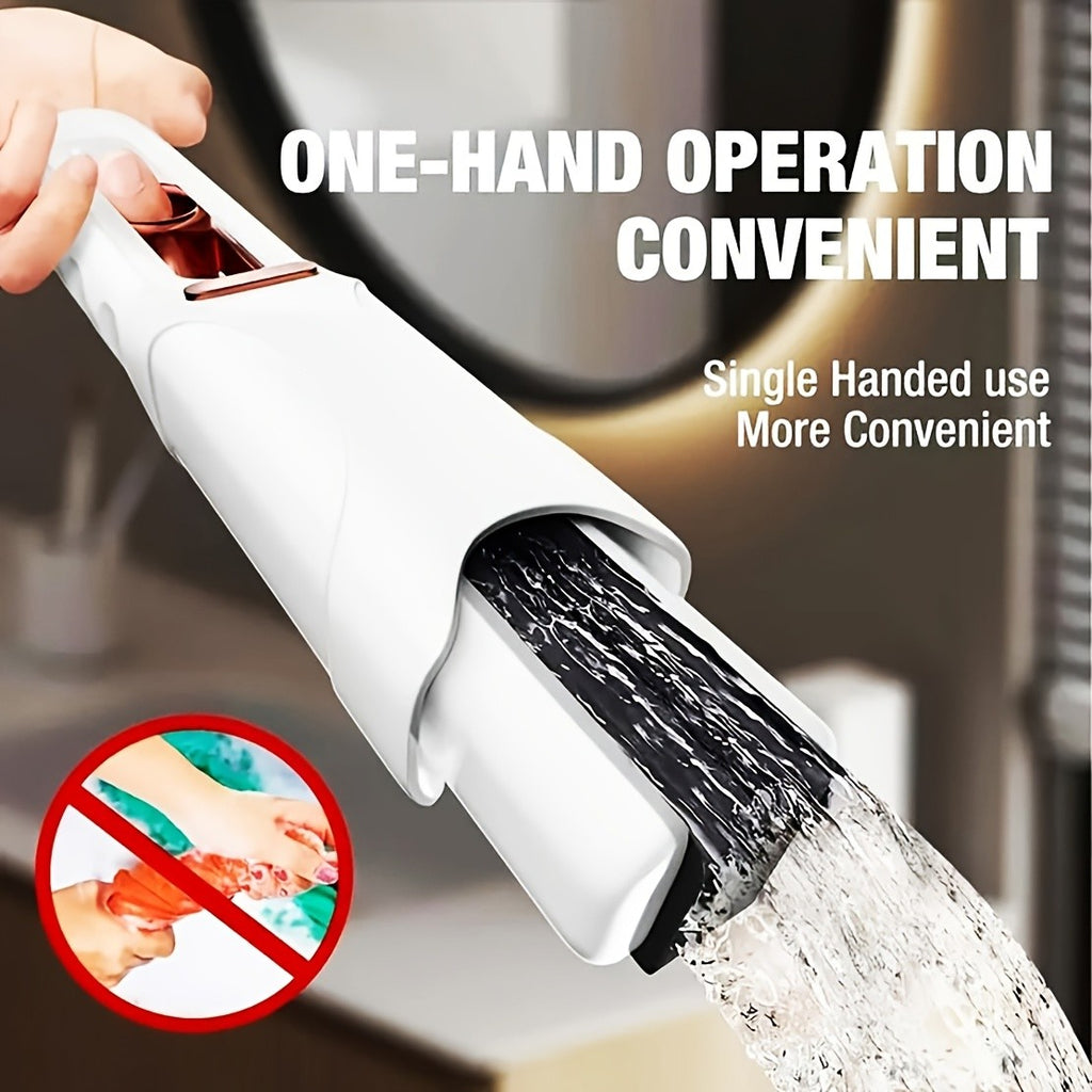 Mini Sponge Mop Set of 2 Adjustable Handle 4 Reusable Heads Self Squeezing Super Absorbent Portable Cleaner for Bathroom Kitchen Car Window Glass Home Office