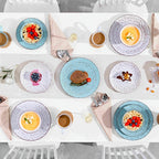 32 Piece White Porcelain Dinnerware Set Embossed Flower Microwave Dishwasher Oven Safe Plates Bowls Service for 8 Wedding Anniversary Gift